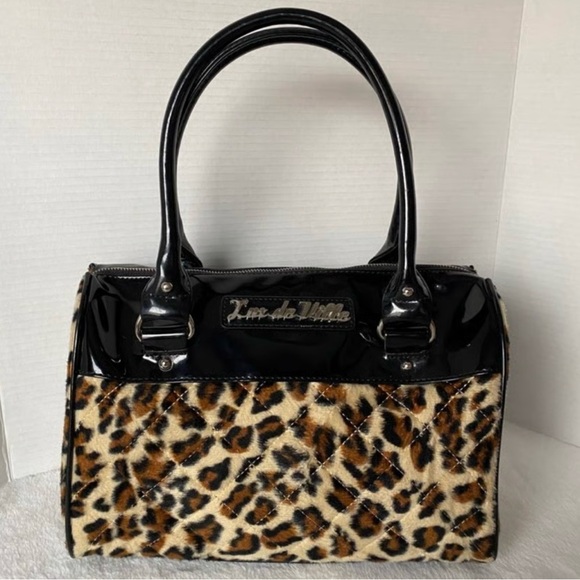 Lulu Guinness Handbags - Lux de Ville Guinness Black Patent & Leopard Print Quilted Satchel